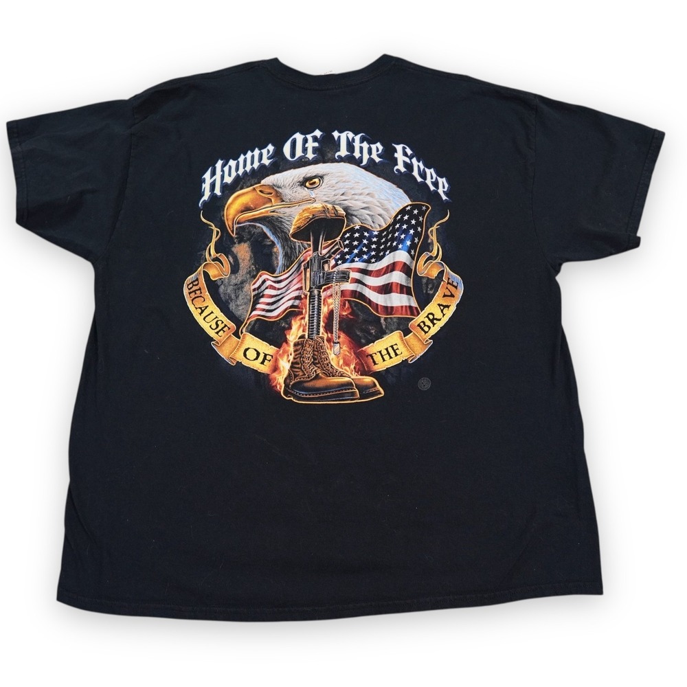 Erazor T-Shirt Mens 2XL Black Patriotic Eagle Gildan In Memory of‎ Fallen Heros
